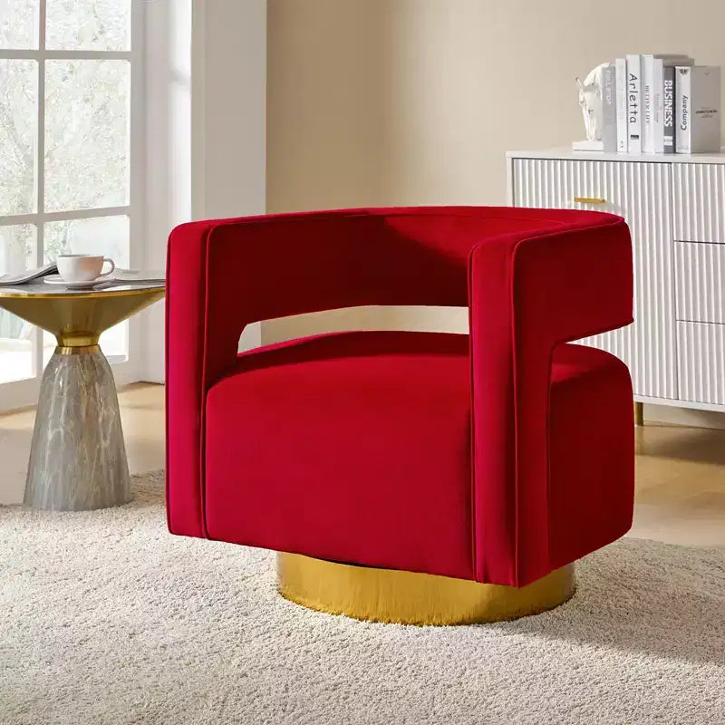 Fauteuil baquet pivotant en velours, fauteuil décoratif de salon