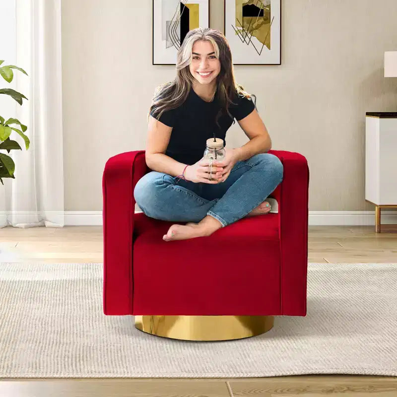 Fauteuil baquet pivotant en velours, fauteuil décoratif de salon