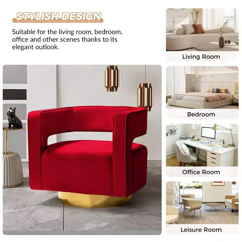 Fauteuil baquet pivotant en velours, fauteuil décoratif de salon
