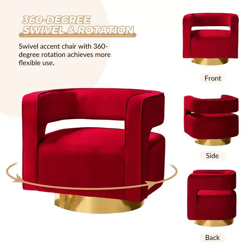 Fauteuil baquet pivotant en velours, fauteuil décoratif de salon