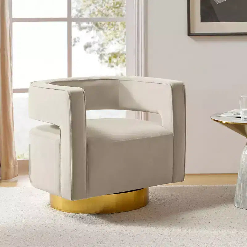 Fauteuil baquet pivotant en velours, fauteuil décoratif de salon
