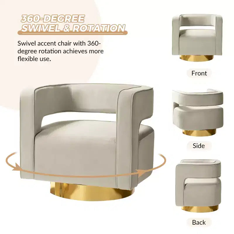 Fauteuil baquet pivotant en velours, fauteuil décoratif de salon