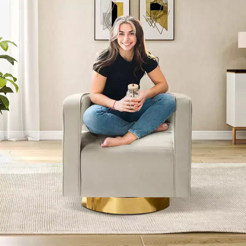 Fauteuil baquet pivotant en velours, fauteuil décoratif de salon