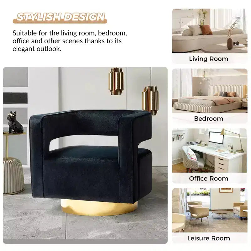 Fauteuil baquet pivotant en velours, fauteuil décoratif de salon