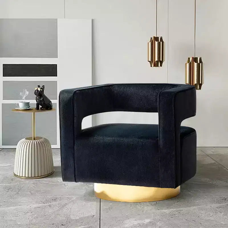 Fauteuil baquet pivotant en velours, fauteuil décoratif de salon