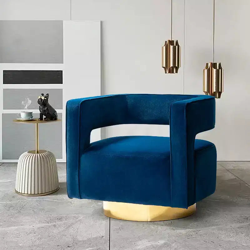 Fauteuil baquet pivotant en velours, fauteuil décoratif de salon
