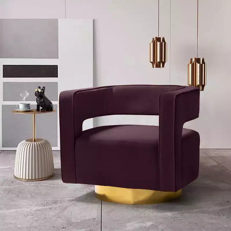Fauteuil baquet pivotant en velours, fauteuil décoratif de salon
