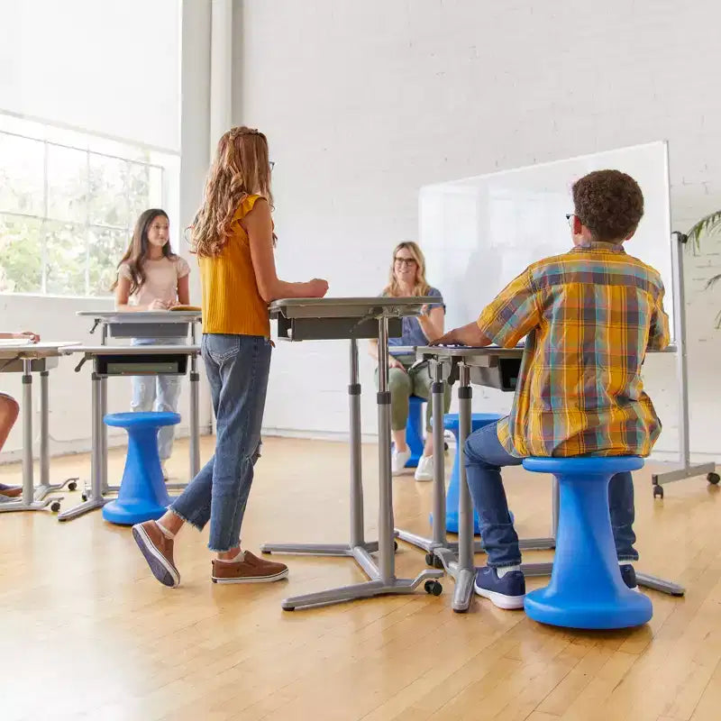 Tabouret à bascule pivotant, hauteur d'assise 45 cm, mobilier de classe