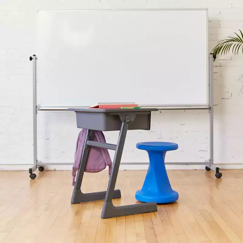 Tabouret à bascule pivotant, hauteur d'assise 45 cm, mobilier de classe