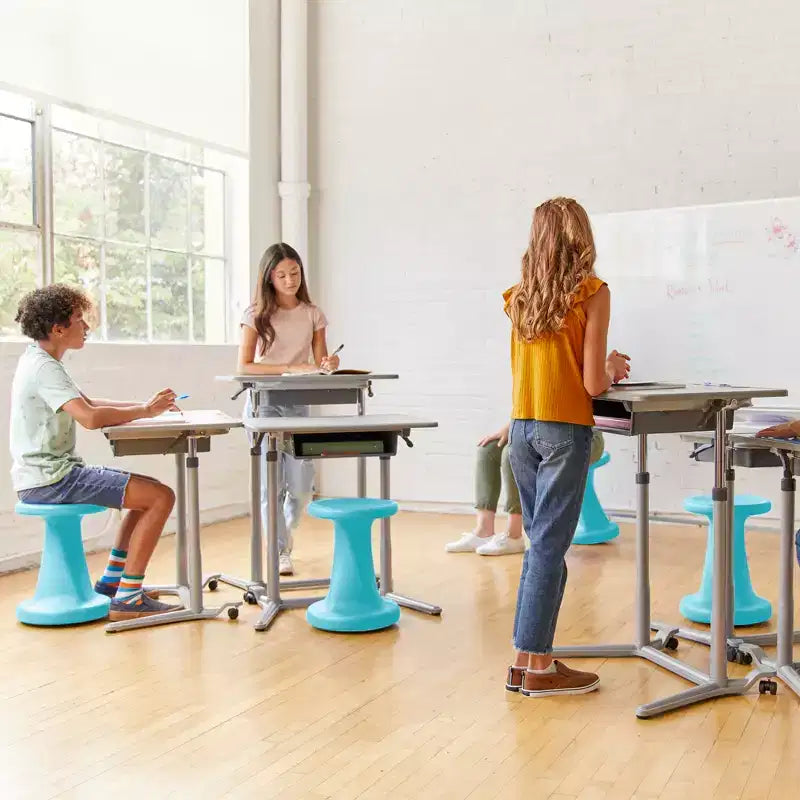 Tabouret à bascule pivotant, hauteur d'assise 45 cm, mobilier de classe