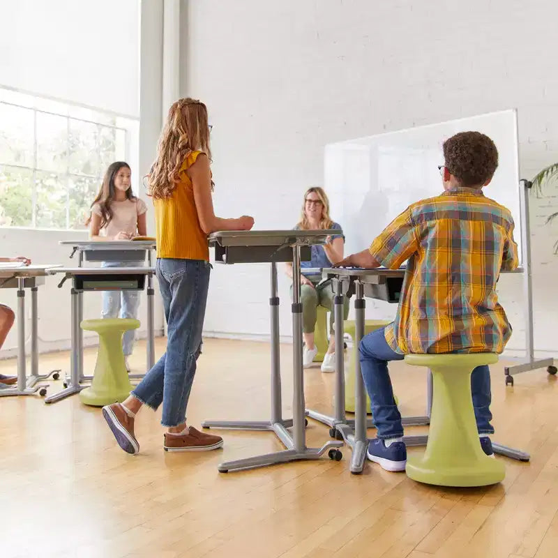 Tabouret à bascule pivotant, hauteur d'assise 45 cm, mobilier de classe