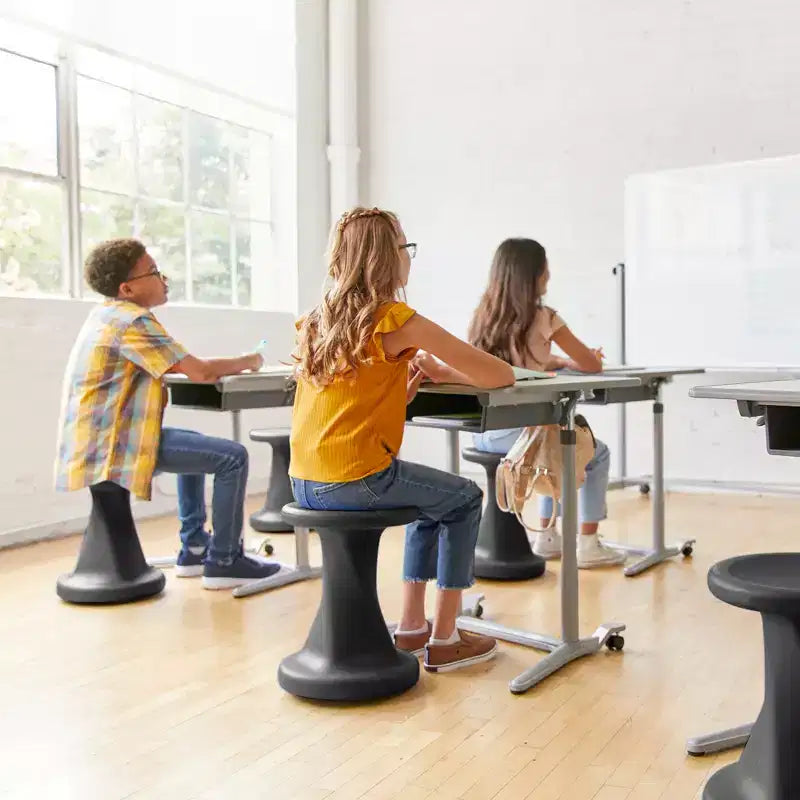 Tabouret à bascule pivotant, hauteur d'assise 45 cm, mobilier de classe