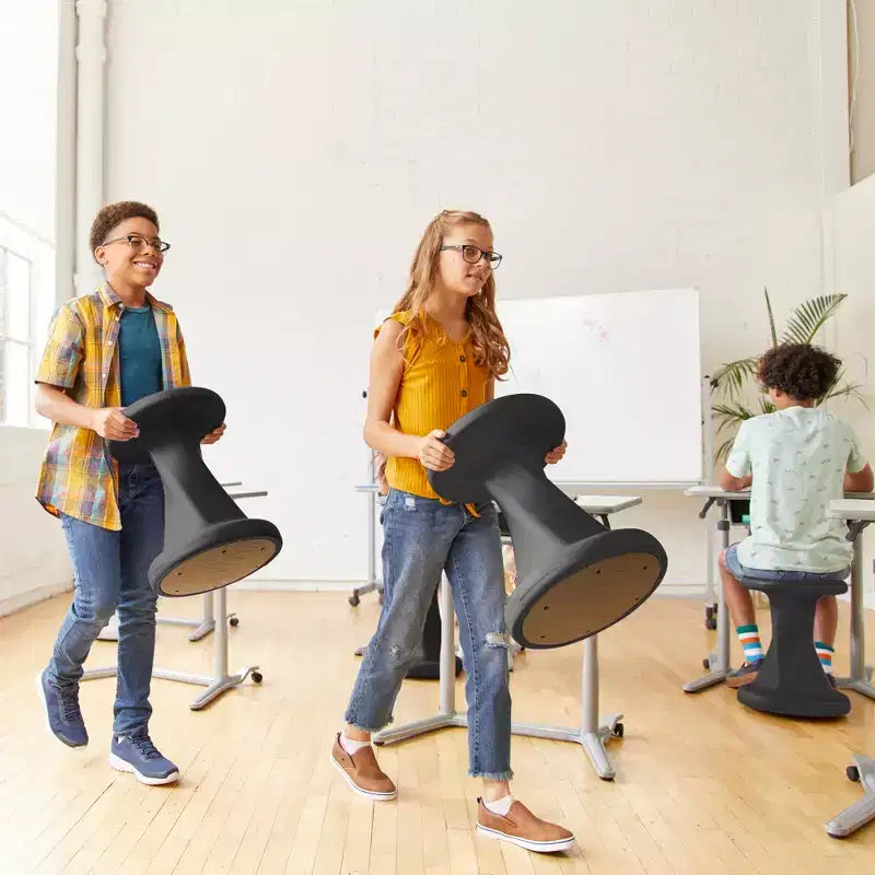 Tabouret à bascule pivotant, hauteur d'assise 45 cm, mobilier de classe