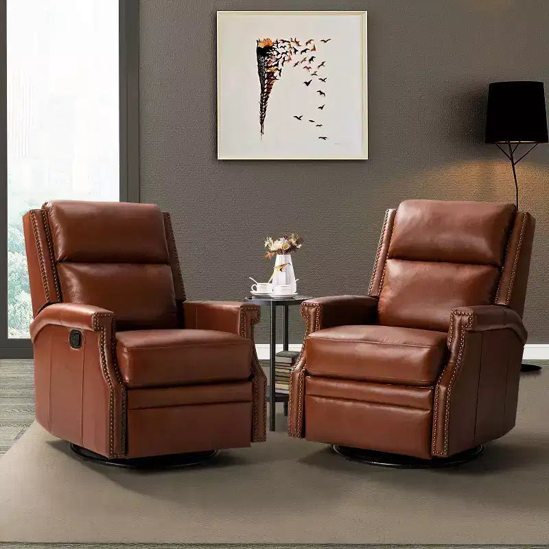 Fauteuil inclinable/à bascule pivotant en cuir véritable