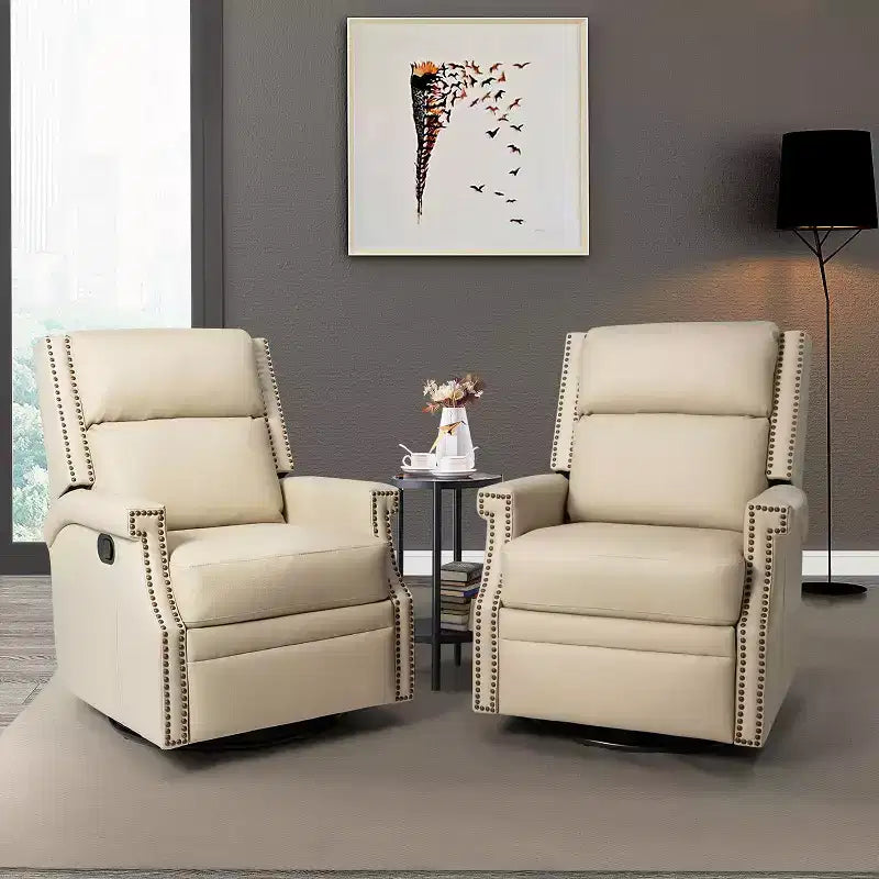 Fauteuil inclinable/à bascule pivotant en cuir véritable