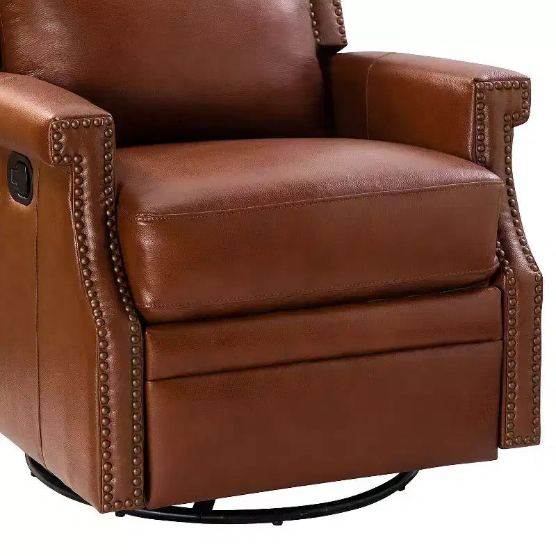 Fauteuil inclinable/à bascule pivotant en cuir véritable
