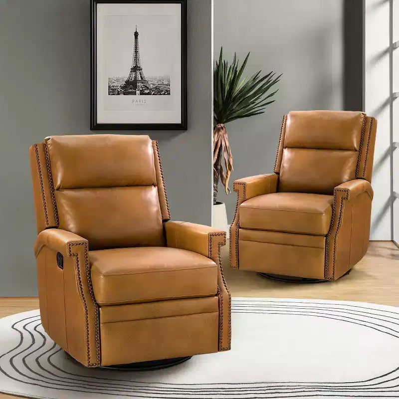 Fauteuil inclinable/à bascule pivotant en cuir véritable