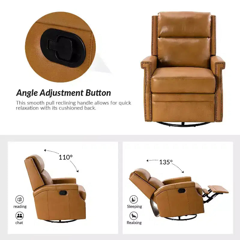 Fauteuil inclinable/à bascule pivotant en cuir véritable