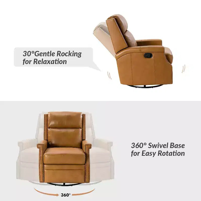 Fauteuil inclinable/à bascule pivotant en cuir véritable