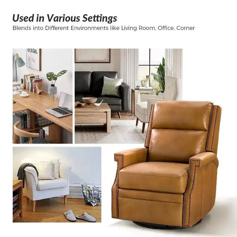 Fauteuil inclinable/à bascule pivotant en cuir véritable