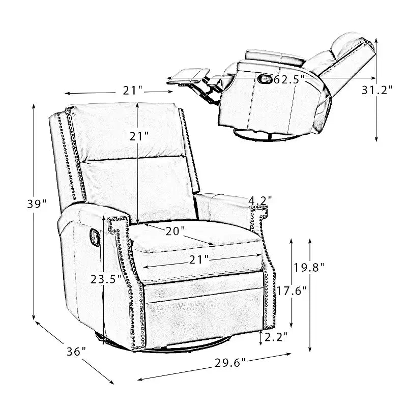 Fauteuil inclinable/à bascule pivotant en cuir véritable