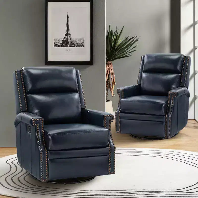 Fauteuil inclinable/à bascule pivotant en cuir véritable