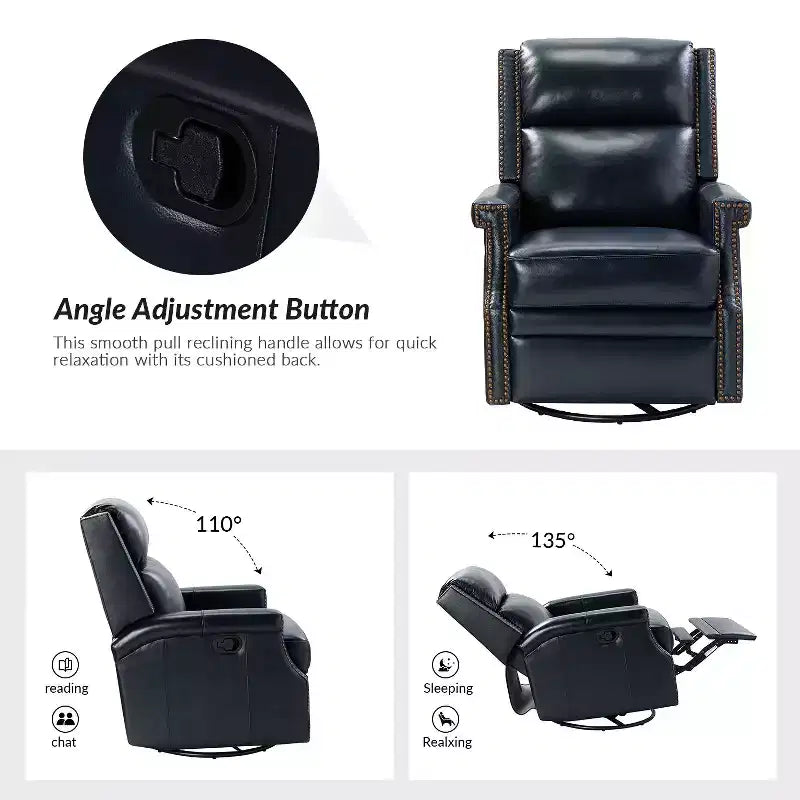 Fauteuil inclinable/à bascule pivotant en cuir véritable