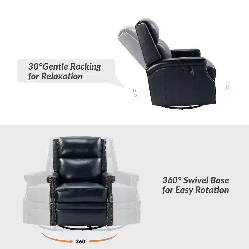 Fauteuil inclinable/à bascule pivotant en cuir véritable