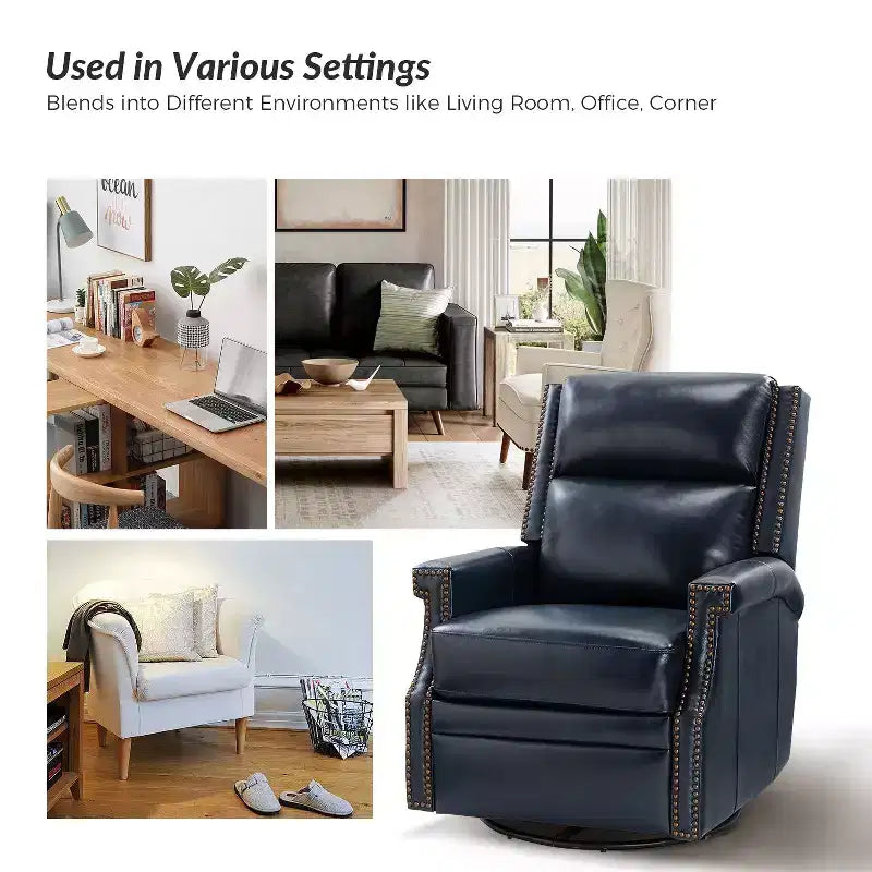 Fauteuil inclinable/à bascule pivotant en cuir véritable