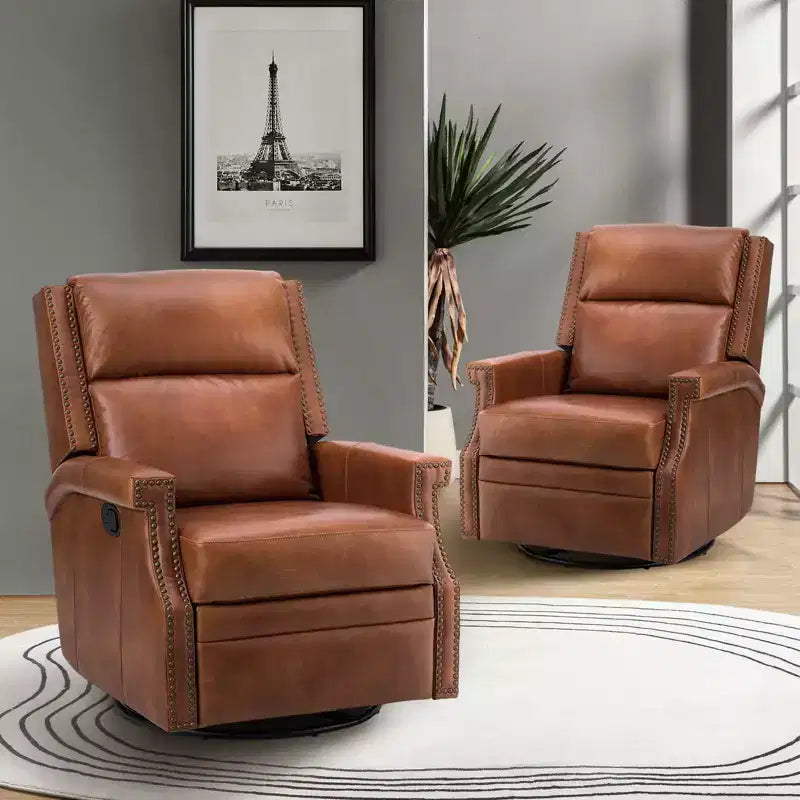 Fauteuil inclinable/à bascule pivotant en cuir véritable