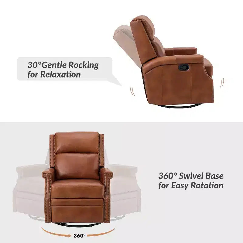 Fauteuil inclinable/à bascule pivotant en cuir véritable