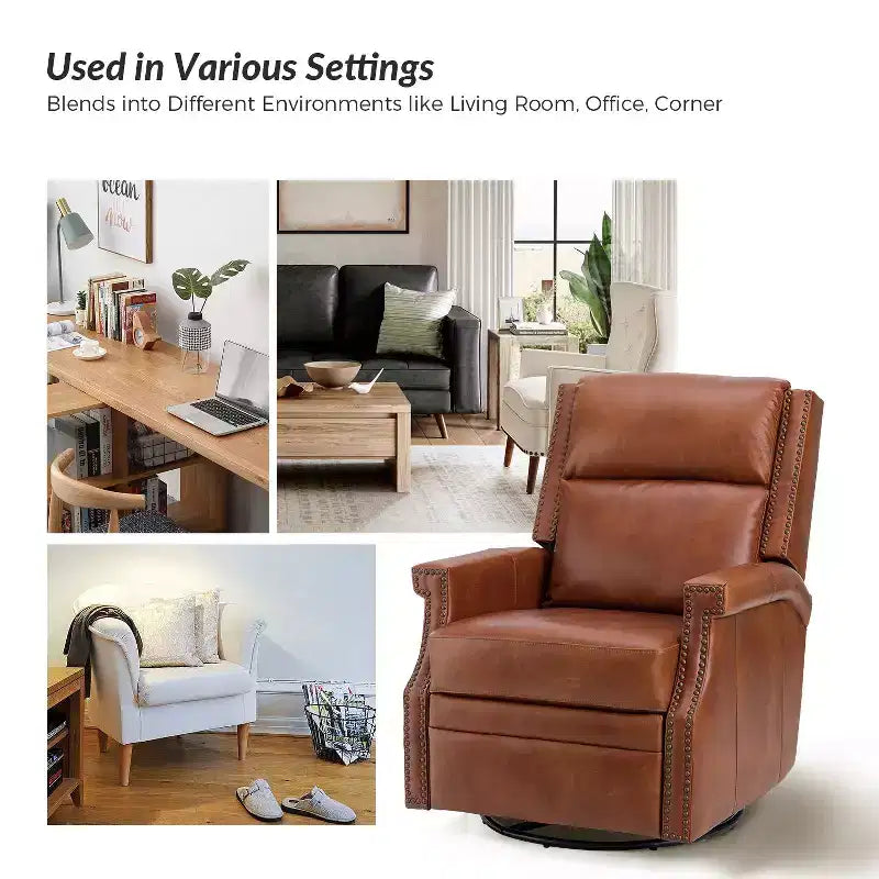 Fauteuil inclinable/à bascule pivotant en cuir véritable